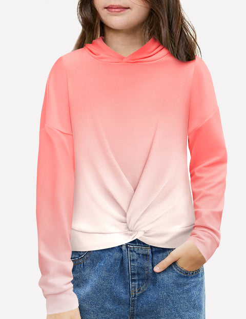 Arshiner Girls Hoodie Twist Front Tie Dye Hooded Sweatshirt