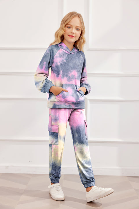 Arshiner 2 Pieces Girls Outfits Tie Dye Sweatsuits Pant Set