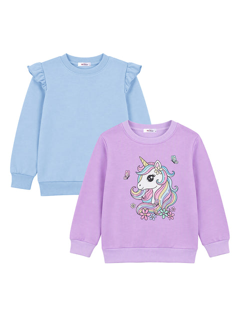 Purple- Unicorn Print, Light Blue