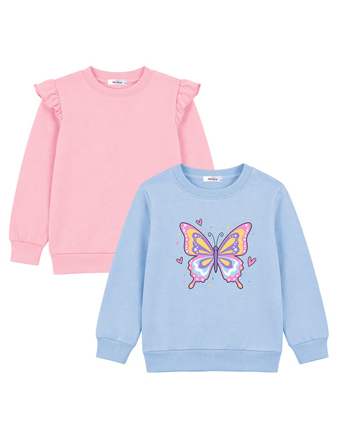 Light Blue- Butterfly Print, Dark Pink