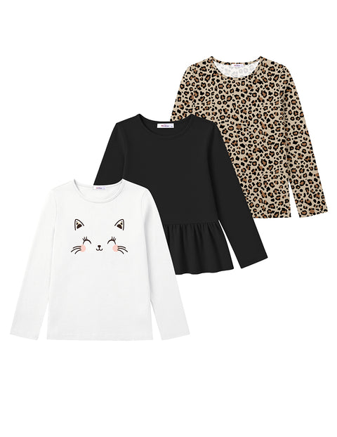 White, Black, Beige- Leopard Print