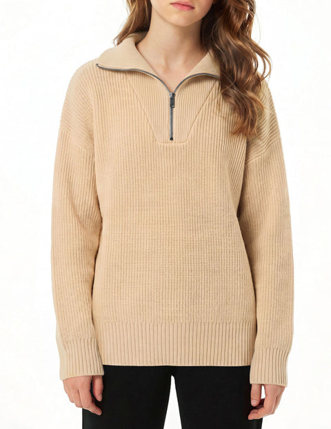 Arshiner Girls Drop Shoulder Zipper Sweatshirt