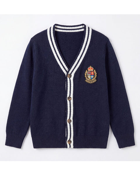 Arshiner Boys V-Neck Striped Contrast Cardigan