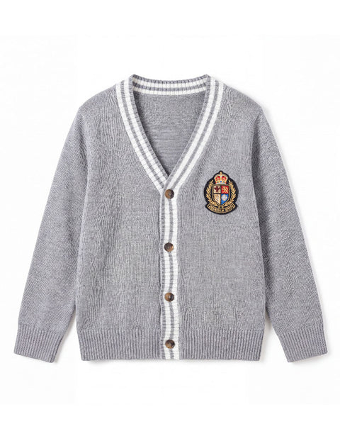 Arshiner Boys V-Neck Striped Contrast Cardigan