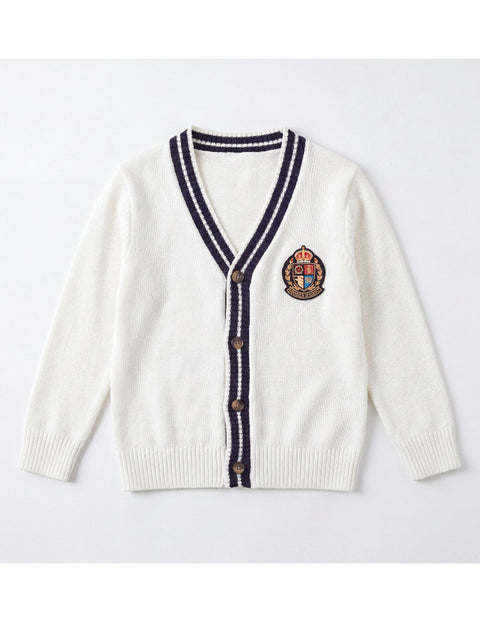 Arshiner Boys V-Neck Striped Contrast Cardigan