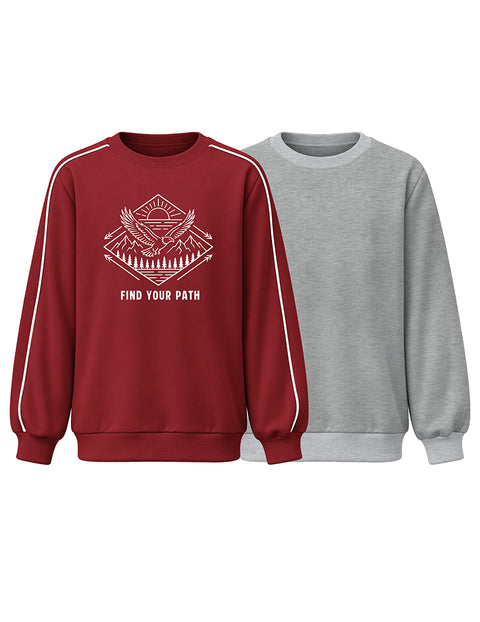 Dark Red Print, Grey
