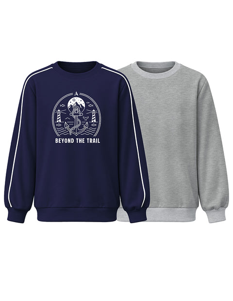 Navy Blue Stripe Print, Grey