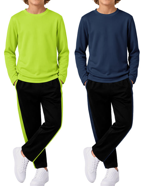 Lemon Green Top & Black Pants, Navy Blue Top & Black Pants