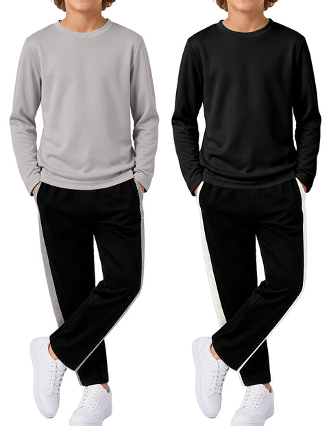 Light Grey Top & Black Pants, Black Top & Black Pants