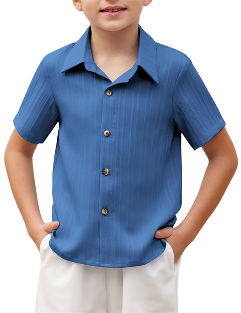 Arshiner Boys Casual Short Sleeve Button Down Shirt Collared Beach Shirt Size 3-12 Years Old