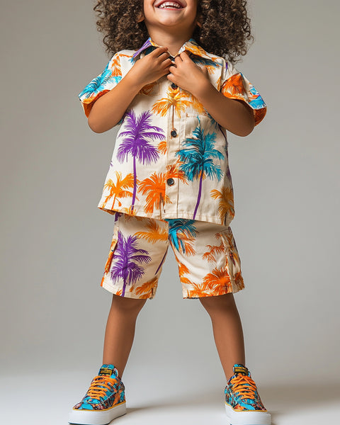 [6-13Y] Hawaiian Tree Tropical Shorts 2 Pieces