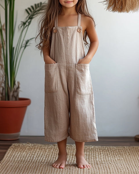 [6-13Y]  Button Pocket Bib Overall Jumpsuit