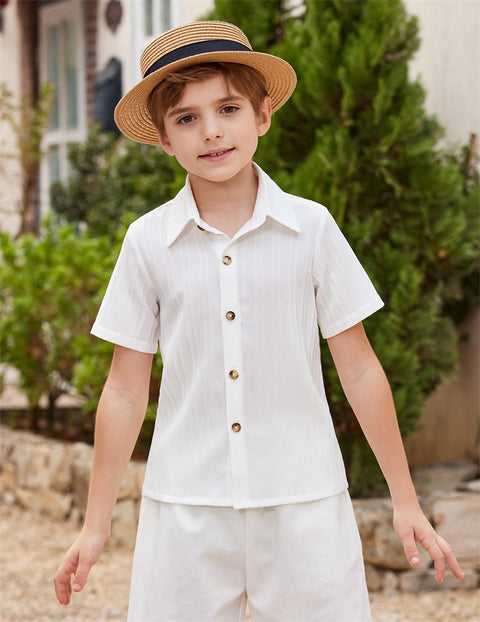 Arshiner Boys Casual Short Sleeve Button Down Shirt Collared Beach Shirt Size 3-12 Years Old