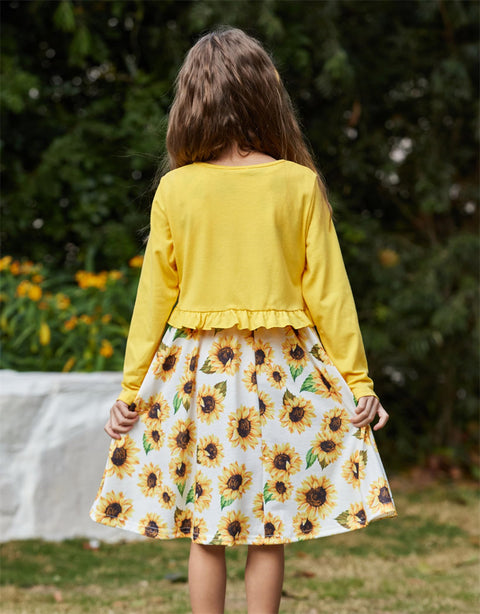 Arshiner Toddler Dress and Cardigan Girl Floral Print Sleeveless Sundress and Long Sleeve Shrugs Sets