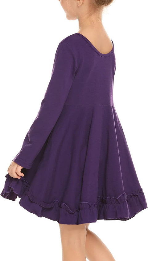 Arshiner Girls Dress Long Sleeve A Line Twirly Skater Dresses