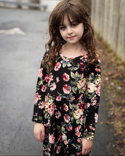 Arshiner Girls Long Sleeve Floral Dress Boho Twirly Skater Swing Dresses