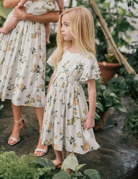 Arshiner Girl's Casual Dress Summer Scoop Neck Short Sleeve Flowy Print and Plain Sundress for Kids 4-14Y