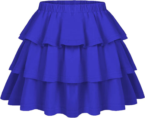 Arshiner Girls Summer Cute High Waist Ruffle Skirt Flared Pleated Solid Color Skirt