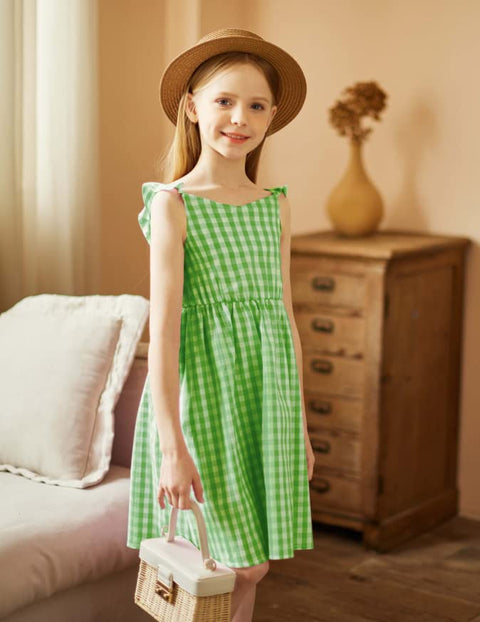 Arshiner Girls Linen Ruffle Backless Dress
