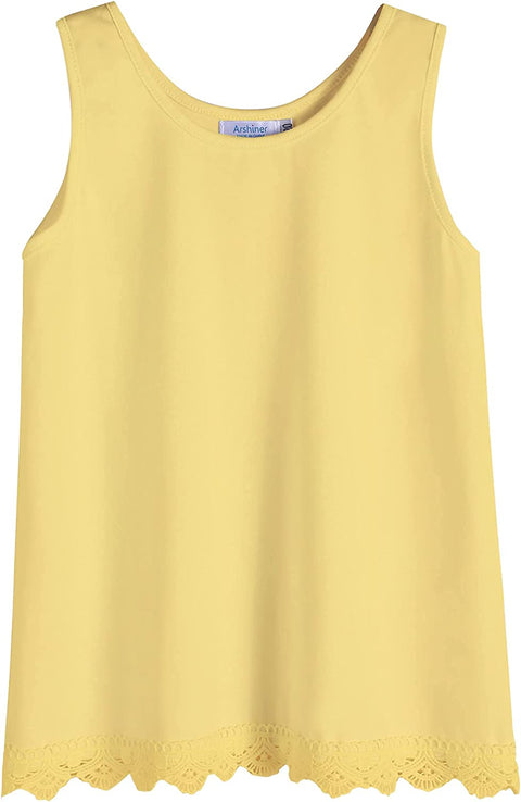 Arshiner Girls Summer Sleeveless T-Shirt Casual Tops Kids A-line Lace Tank Top