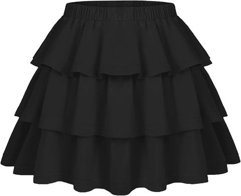 Arshiner Girls Summer Cute High Waist Ruffle Skirt Flared Pleated Solid Color Skirt