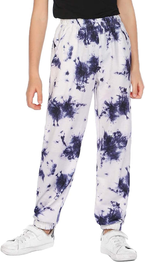 Arshiner Kids Girls Tie Dye Joggers Comfort Loose Sweatpants High Waist Trouser