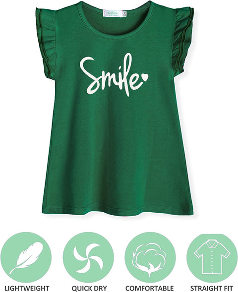 Arshiner Little Girls Plain Flutter T Shirts Ruffle Sleeve Tank Tops