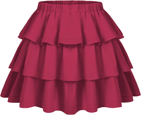 Arshiner Girls Summer Cute High Waist Ruffle Skirt Flared Pleated Solid Color Skirt