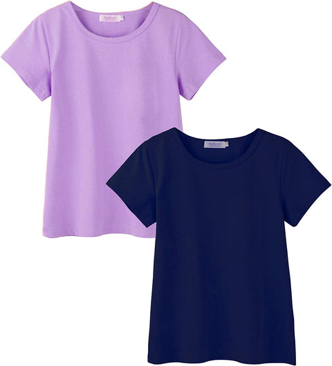 Arshiner Kids 2 Pack Short Sleeve Tees Girls Basic Tees 2pcs Shirt for Tie Dye