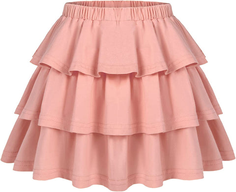 Arshiner Girls Summer Cute High Waist Ruffle Skirt Flared Pleated Solid Color Skirt