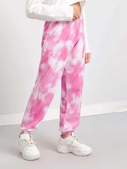 Arshiner Kids Girls Tie Dye Joggers Comfort Loose Sweatpants High Waist Trouser