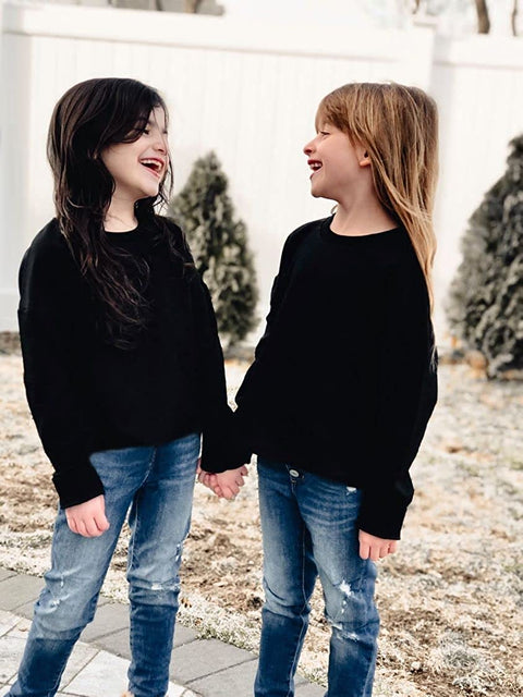 Arshiner Girls Crop Tops Kids Long Sleeve Pullover Sweatshirts for 5-12 Years