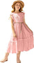Arshiner Girls Ruffle Sleeve A-Line Long Dresses Lace Flower Wedding Casual Swing Maxi Dress
