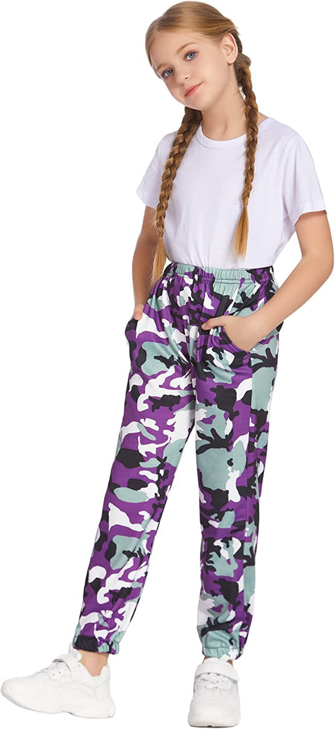 Arshiner Kids Girls Tie Dye Joggers Comfort Loose Sweatpants High Waist Trouser