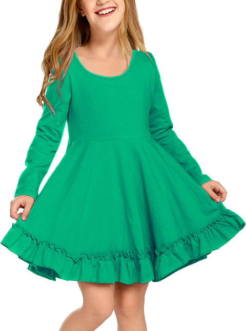 Arshiner Girls Dress Long Sleeve A Line Twirly Skater Dresses
