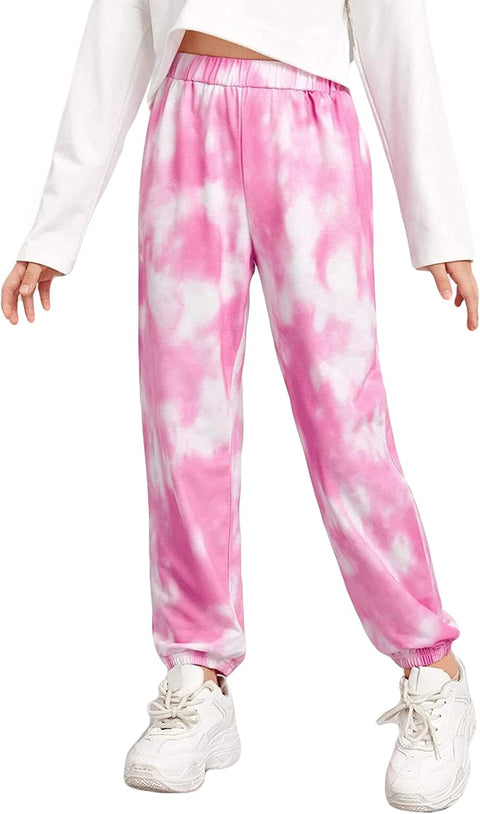 Arshiner Kids Girls Tie Dye Joggers Comfort Loose Sweatpants High Waist Trouser