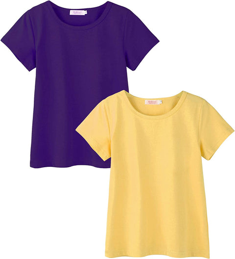 Arshiner Kids 2 Pack Short Sleeve Tees Girls Basic Tees 2pcs Shirt for Tie Dye
