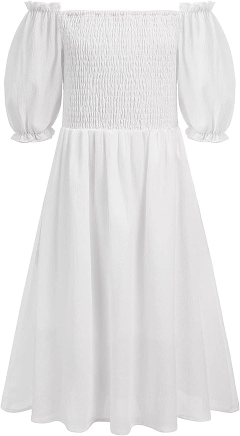 Arshiner Girls Summer Dress Short Puff Sleeve Floral Dress