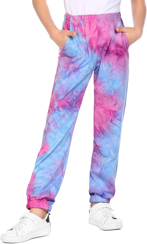 Arshiner Kids Girls Tie Dye Joggers Comfort Loose Sweatpants High Waist Trouser