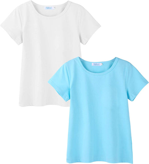 Arshiner Kids 2 Pack Short Sleeve Tees Girls Basic Tees 2pcs Shirt for Tie Dye
