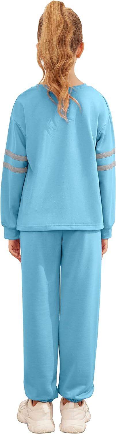 Arshiner Girls' Clothing Sets Sweatsuits Long Sleeve Color Block Pullover Sweatshirts and Lounge Pants with Pocket
