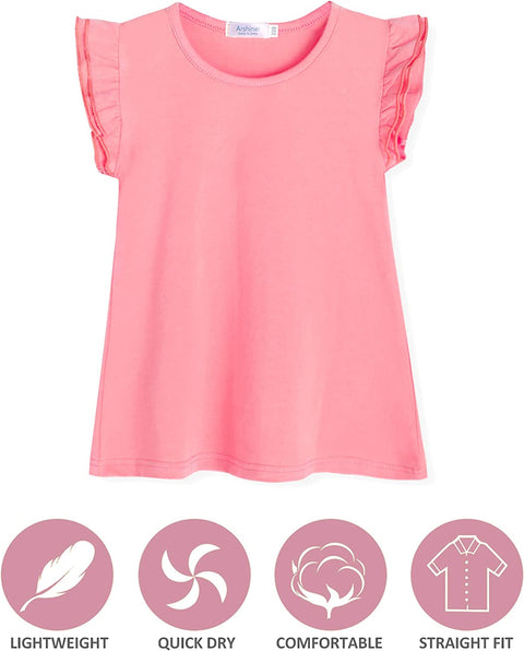 Arshiner Little Girls Plain Flutter T Shirts Ruffle Sleeve Tank Tops