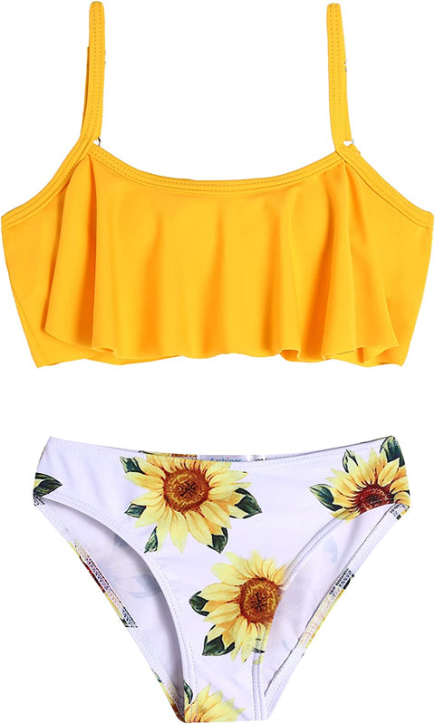 Arshiner Girls Swimsuit Two Pieces Bikini Set Ruffle Bathing Suits Flounced Tankini Swimwear