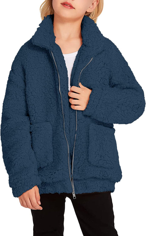 Arshiner Girls Full Zip Fleece Jacket Sherpa Outwear Coat
