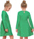 Arshiner Little Girls Dress Long Sleeve Solid Color Casual Skater Pocket Dress