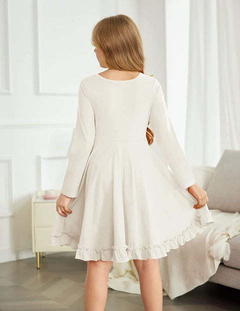 Arshiner Girls Dress Long Sleeve A Line Twirly Skater Dresses