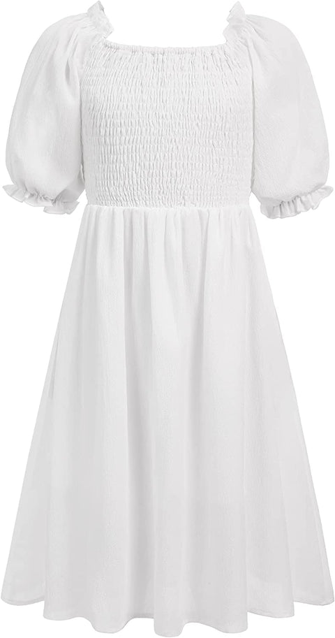 Arshiner Girls Summer Dress Short Puff Sleeve Floral Dress