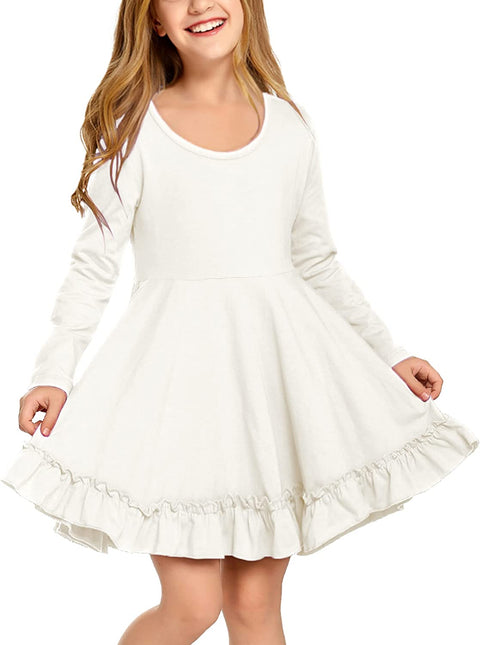 Arshiner Girls Dress Long Sleeve A Line Twirly Skater Dresses