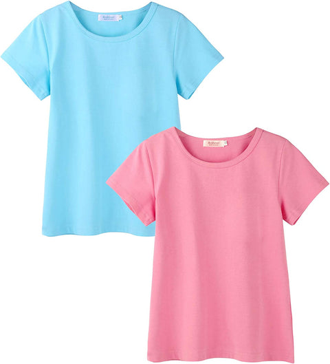 Arshiner Kids 2 Pack Short Sleeve Tees Girls Basic Tees 2pcs Shirt for Tie Dye
