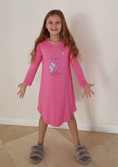 Arshiner Girls Nightgowns Long Sleeve Print Pajamas Nightdress